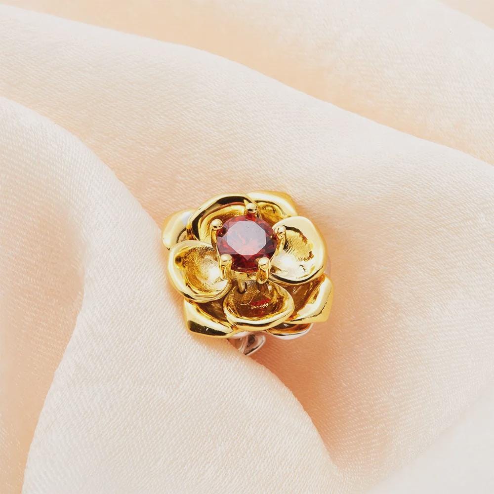 Personalized Birthstone Flower Necklace with Rose Pendant