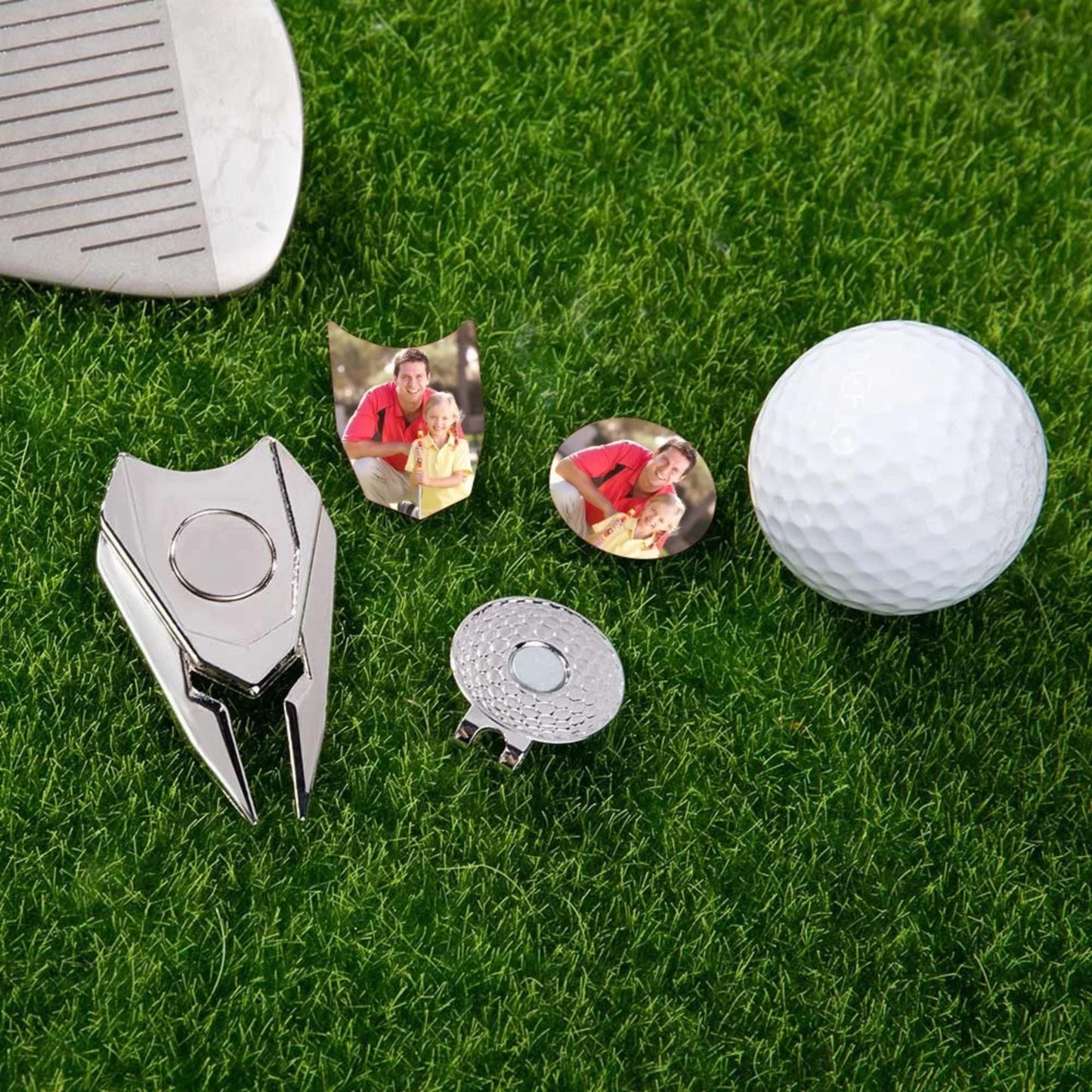 Custom Photo Golf Divot Repair Tool & Magnetic Ball Marker Set