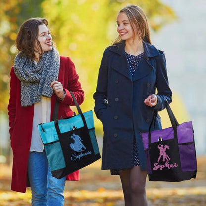 Personalized Name Glitter Ballroom Dancing Tote Bag