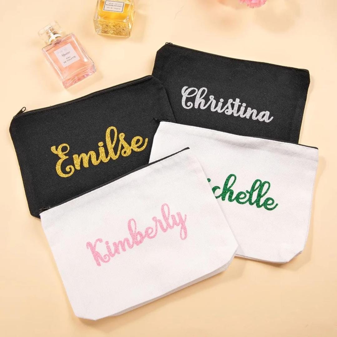 Custom Name Glitter Makeup Bag