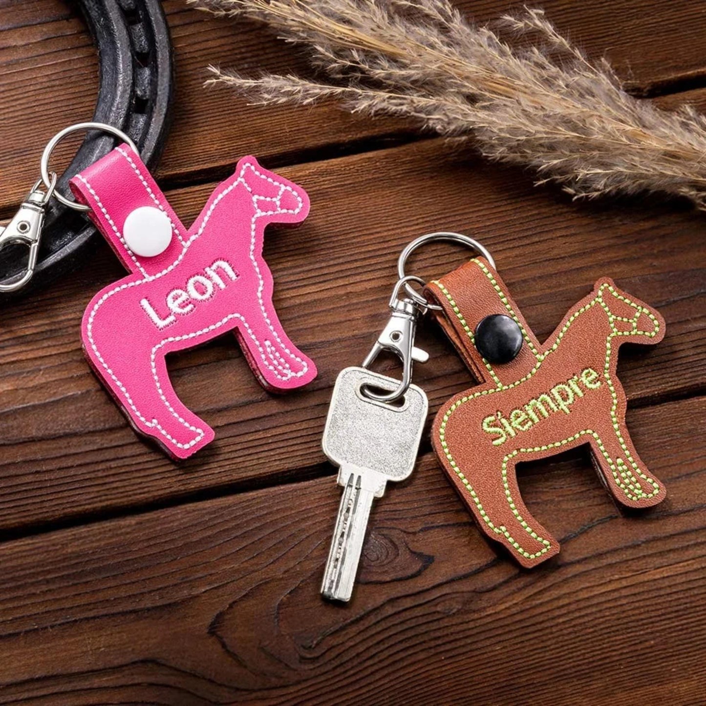 Personalized Embroidered Horse Silhouette Keychain