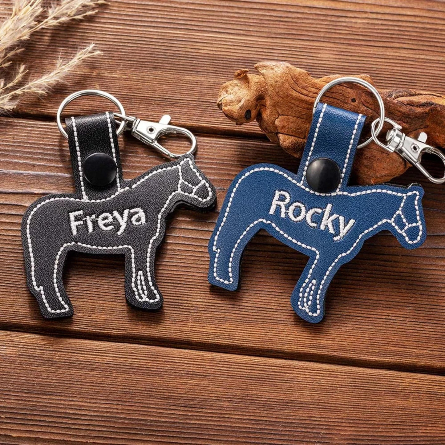 Personalized Embroidered Horse Silhouette Keychain