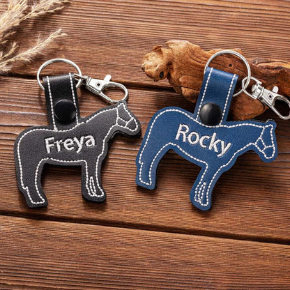 Personalized Embroidered Horse Silhouette Keychain