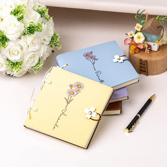 Custom Birth Flower Sketchbook with Flower Buckle