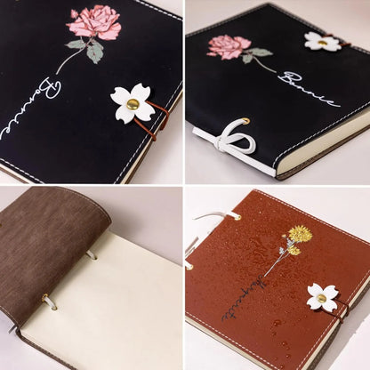 Custom Birth Flower Sketchbook with Flower Buckle