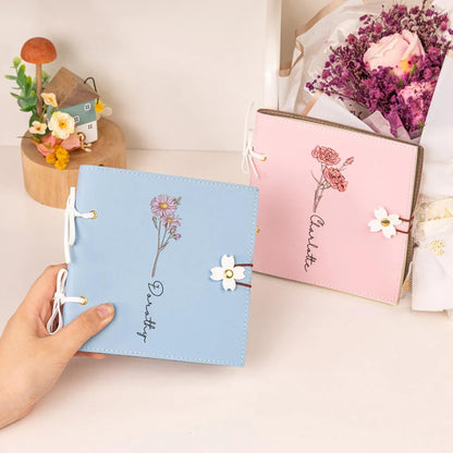 Custom Birth Flower Sketchbook with Flower Buckle