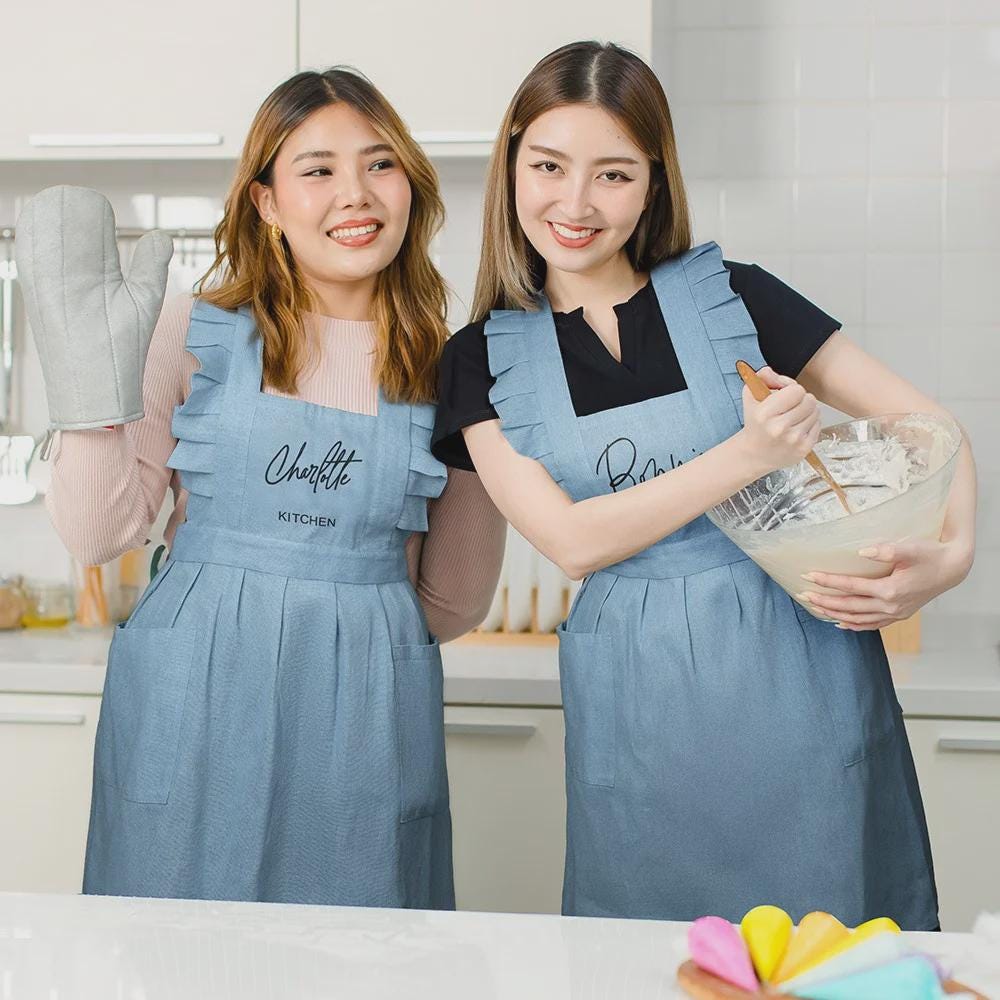 Custom Name Ruffled Apron with Pockets