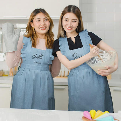 Custom Name Ruffled Apron with Pockets