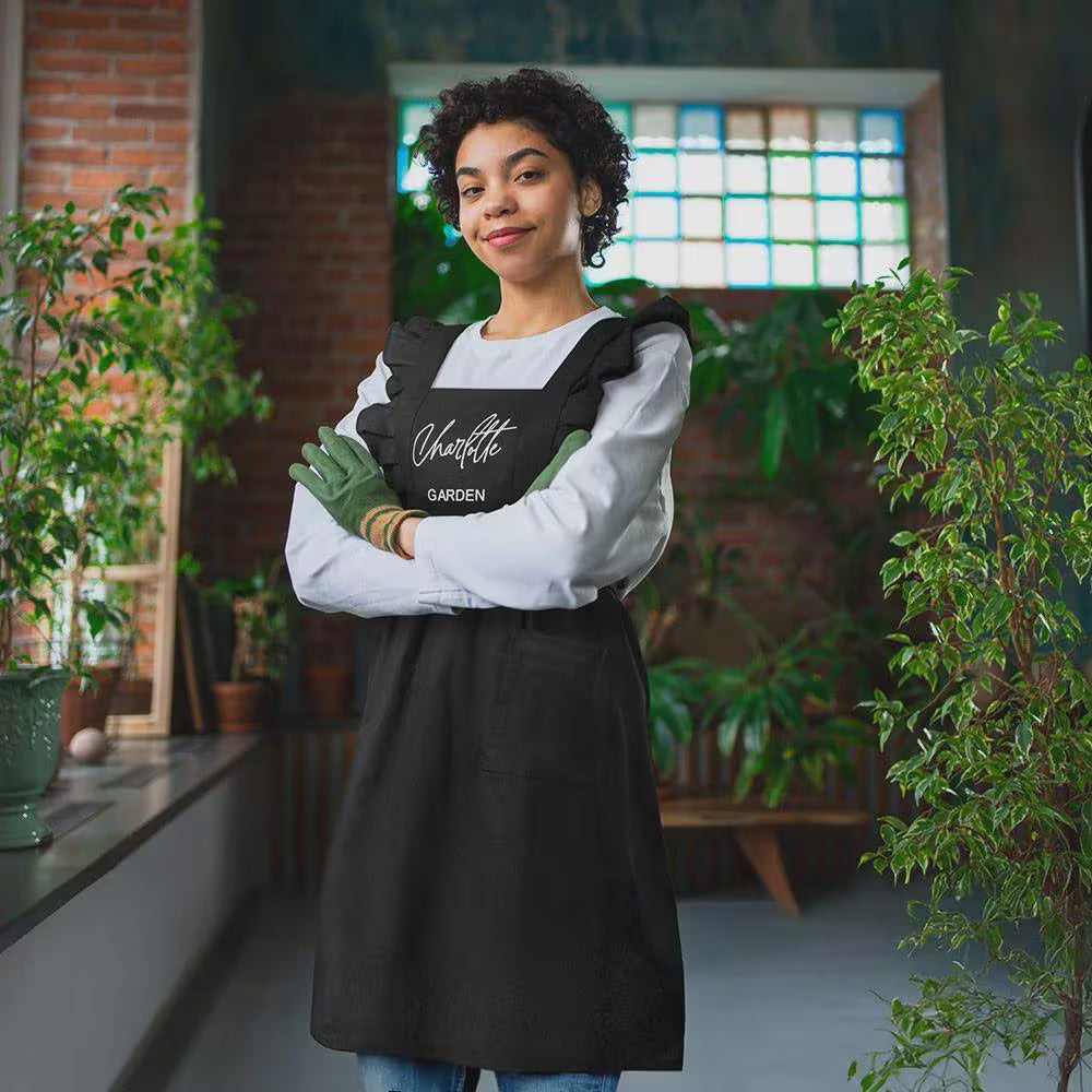 Custom Name Ruffled Apron with Pockets