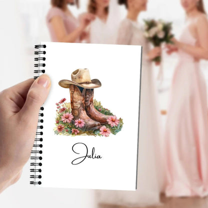 Birth Flower Cowgirl Boots Spiral Notebook