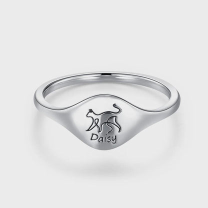 Animal Silhouette Signet Ring with Name