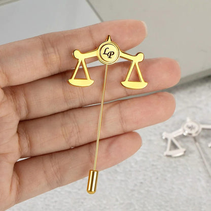 Personalized Scales of Justice Lapel Pin with Initials