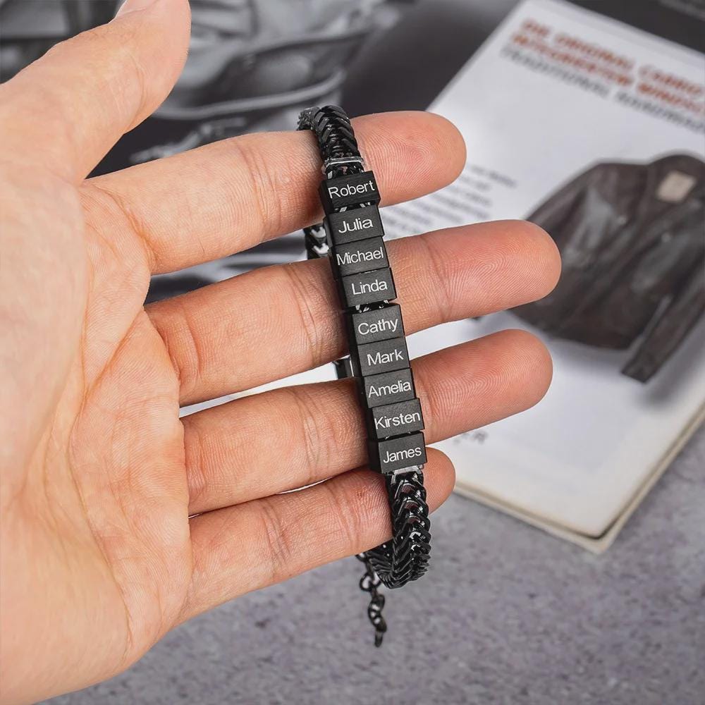 Custom Dad Bracelet with 1–12 Kids’ Names