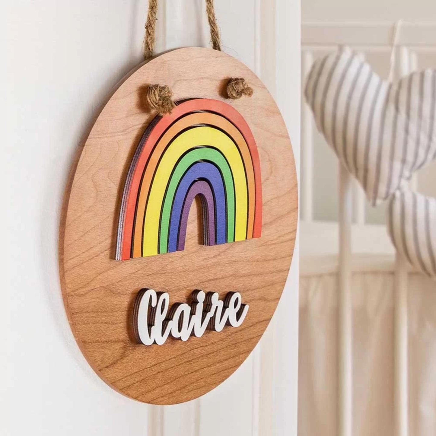 Wooden Halloween Rainbow Name Sign for Kids