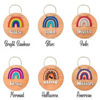 Wooden Halloween Rainbow Name Sign for Kids