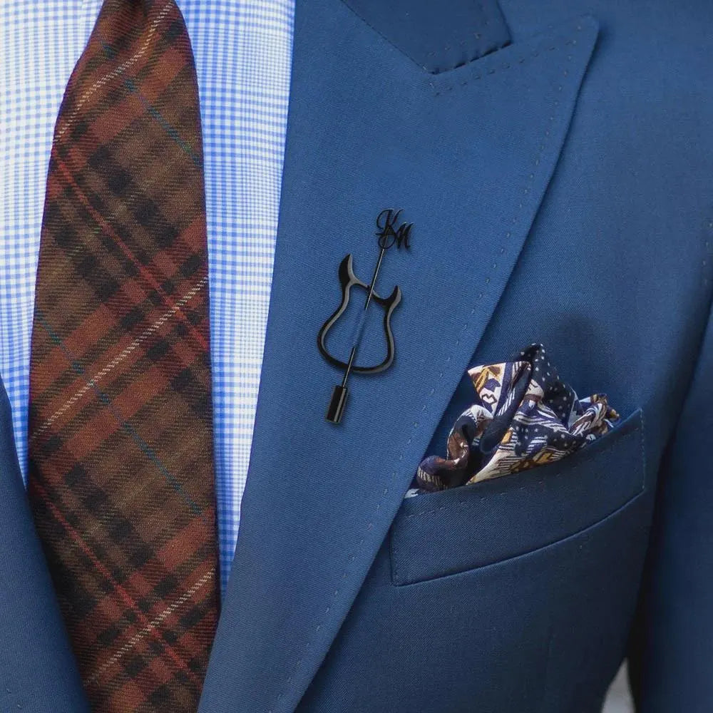 Custom Guitar Lapel Pin with Initials