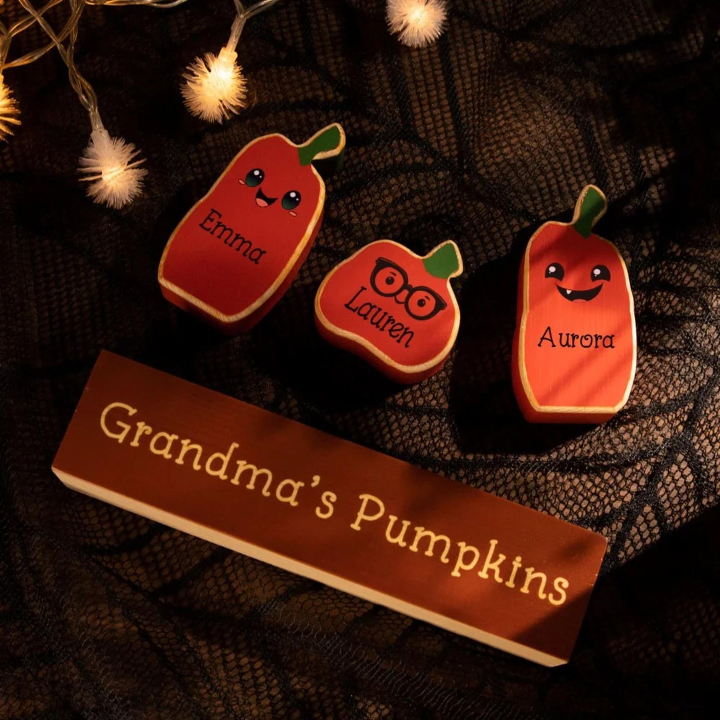 Custom Halloween Pumpkin Wooden Ornaments with Faces