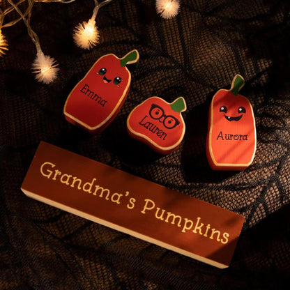 Custom Halloween Pumpkin Wooden Ornaments with Faces