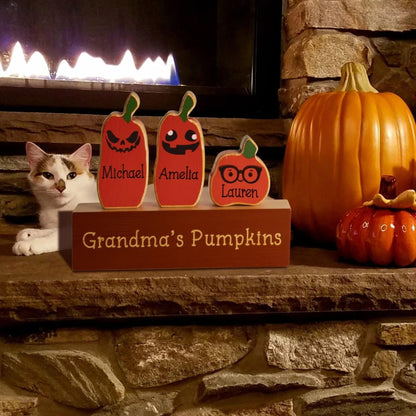 Custom Halloween Pumpkin Wooden Ornaments with Faces