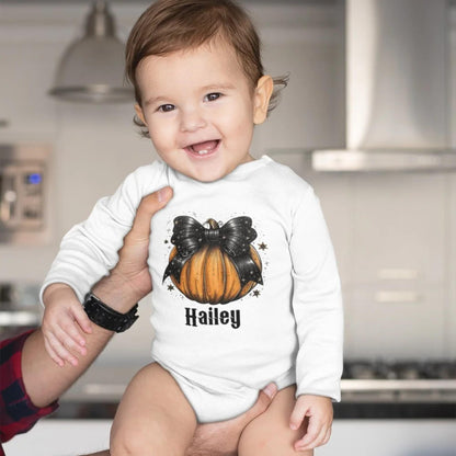 Personalized Name Halloween Pumpkin Baby Romper