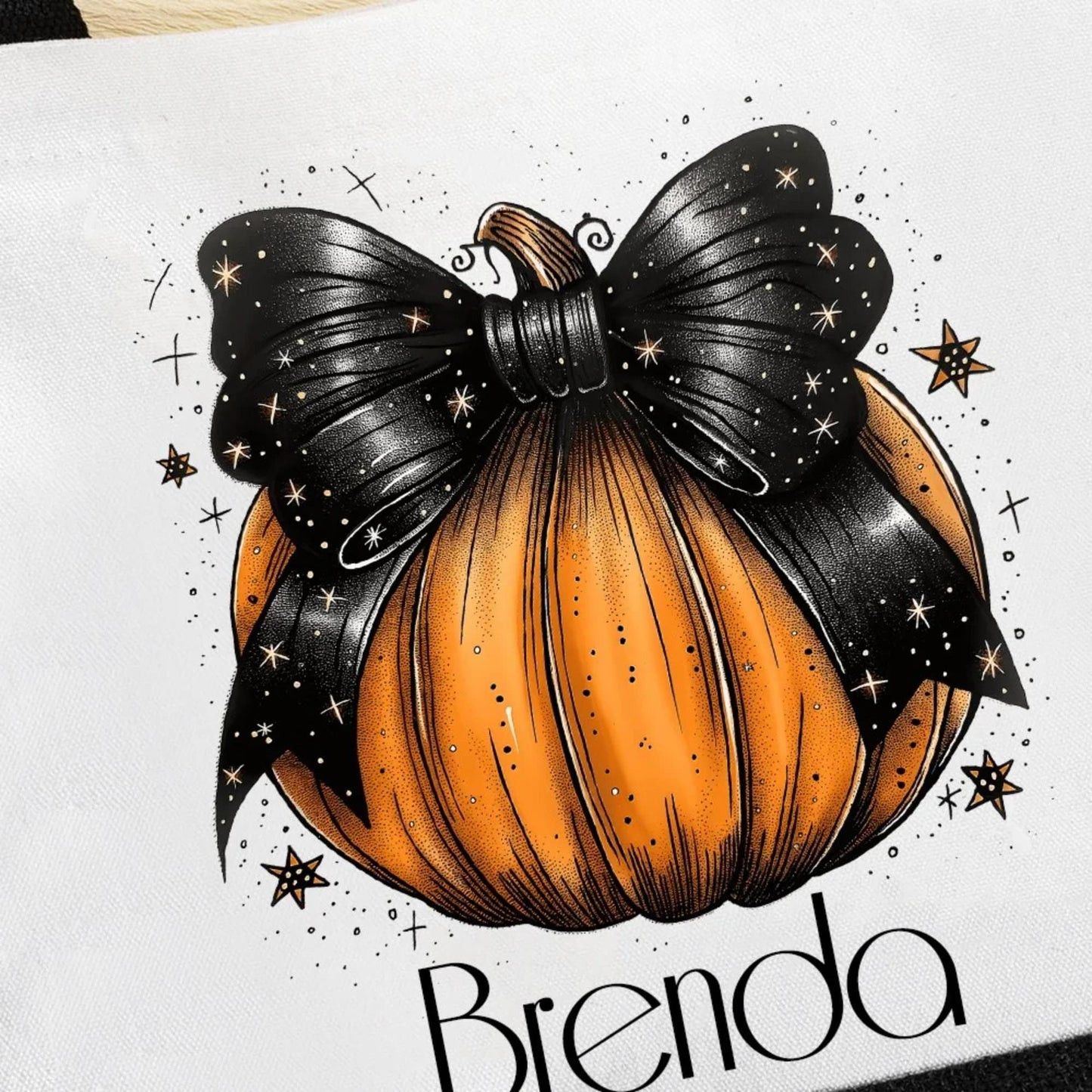 Personalized Name Halloween Pumpkin Tote Bag