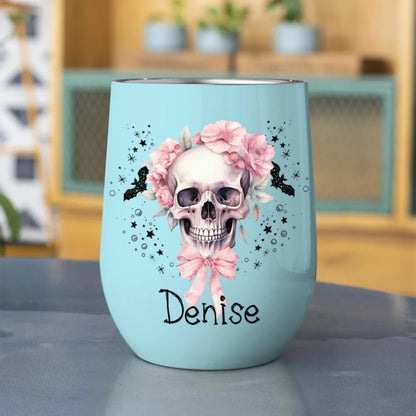 Personalized 12oz Floral Skull Halloween Tumbler