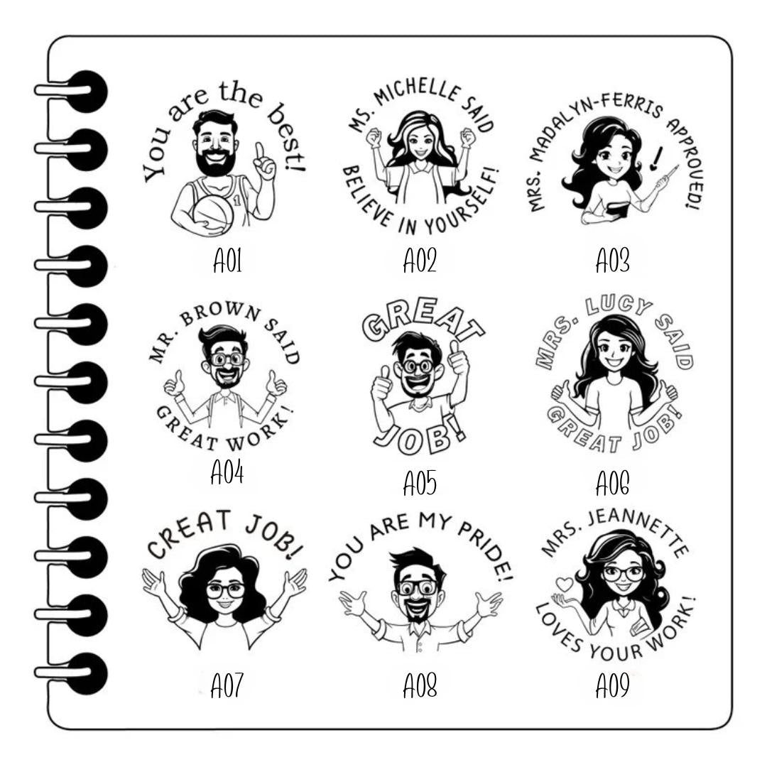 Personalized Self-Inking Teacher Avatar Stamp