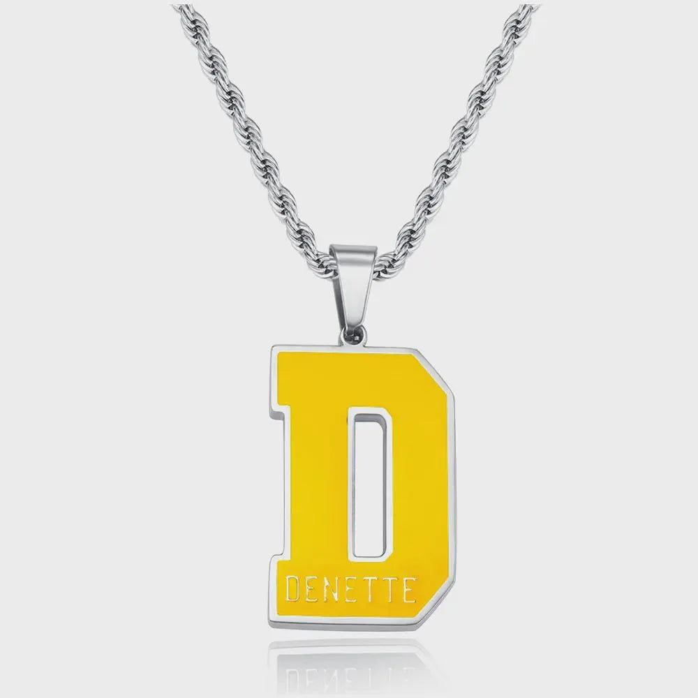 Custom Enamel Initial Necklace with Name