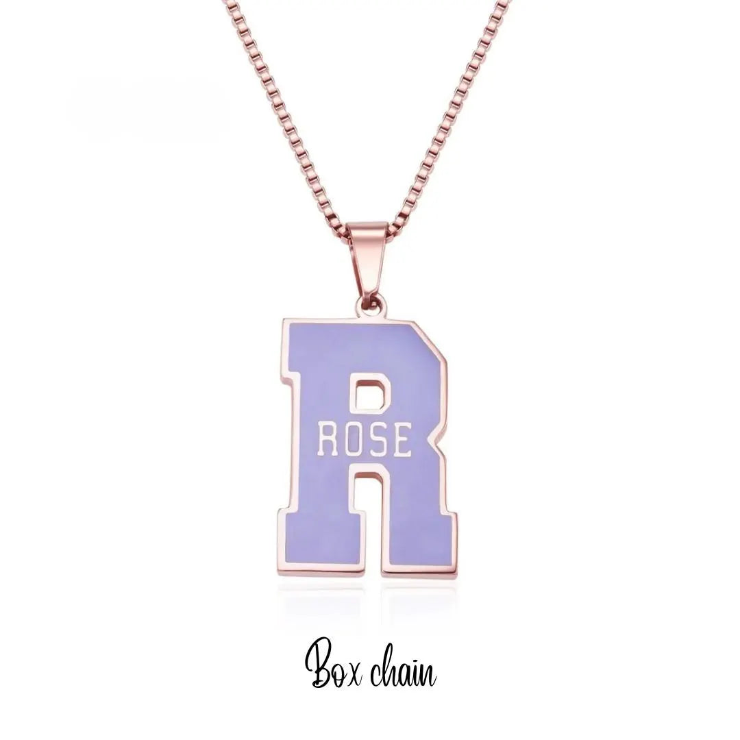 Custom Enamel Initial Necklace with Name