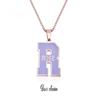 Custom Enamel Initial Necklace with Name