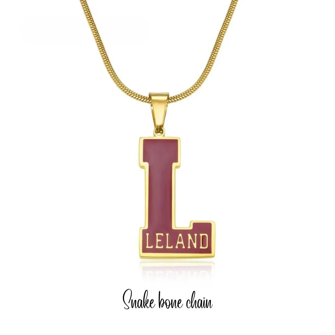 Custom Enamel Initial Necklace with Name