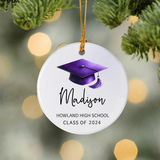 Name Graduation Cap Christmas Tree Ornament