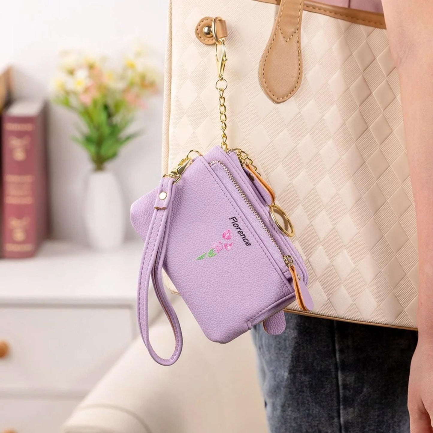 Name Watercolor Birth Flower Clutch Wallet