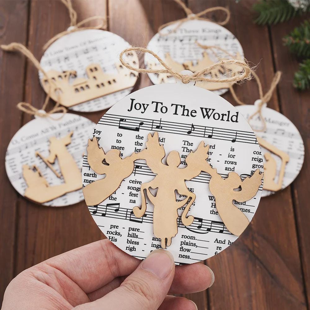 Wooden Nativity Scene Christmas Tree Decoration