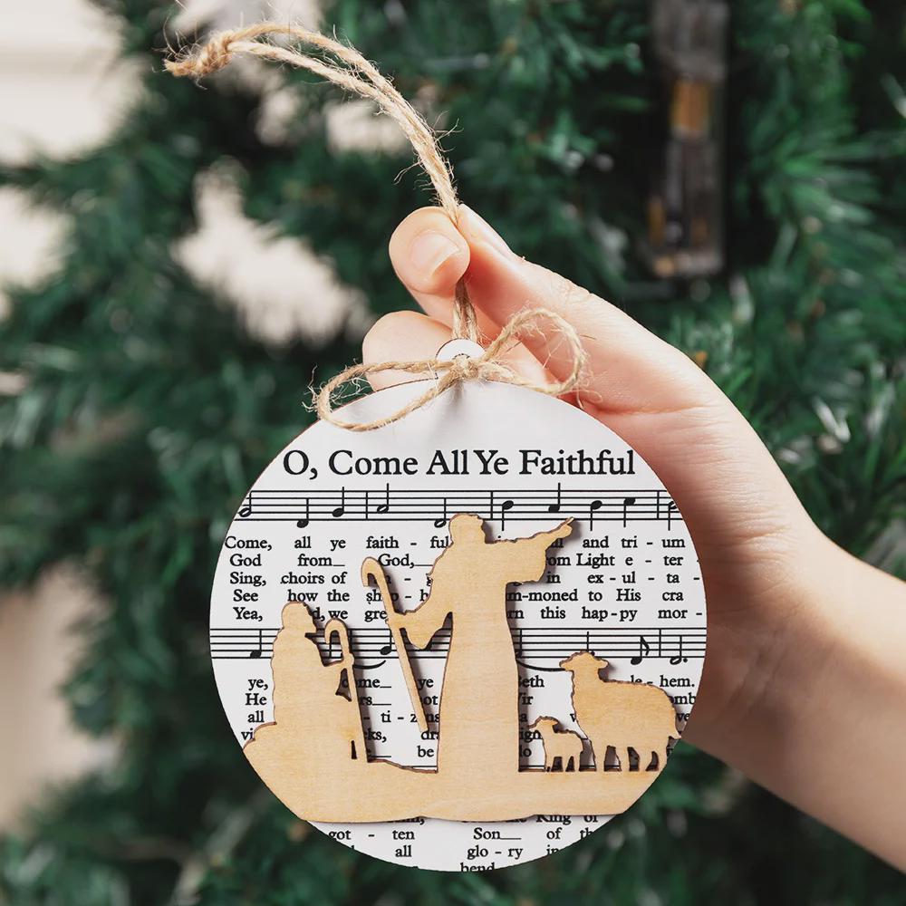 Wooden Nativity Scene Christmas Tree Decoration