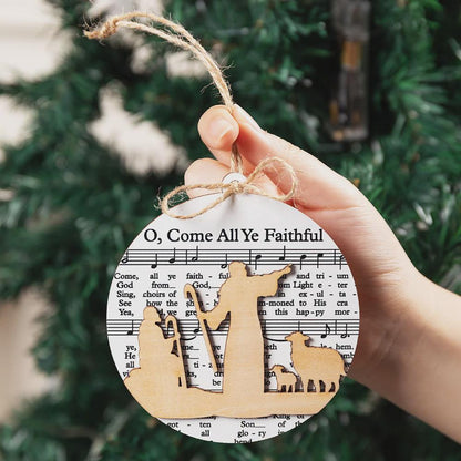 Wooden Nativity Scene Christmas Tree Decoration