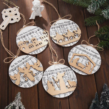 Wooden Nativity Scene Christmas Tree Decoration
