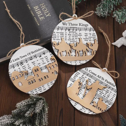 Wooden Nativity Scene Christmas Tree Decoration