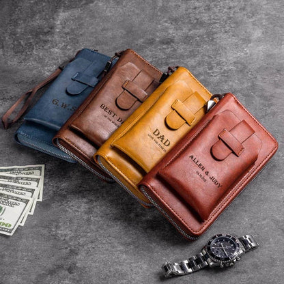 Personalized Men's Vegan Leather Phone Wallet