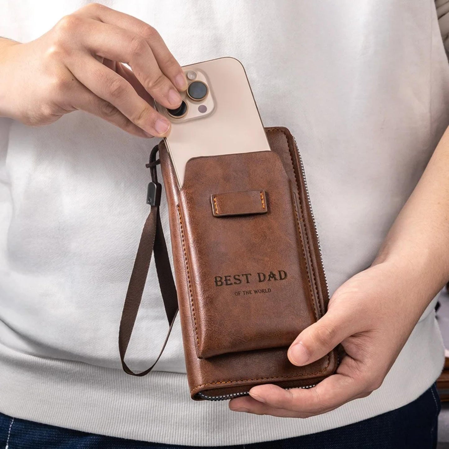 Personalized Men's Vegan Leather Phone Wallet