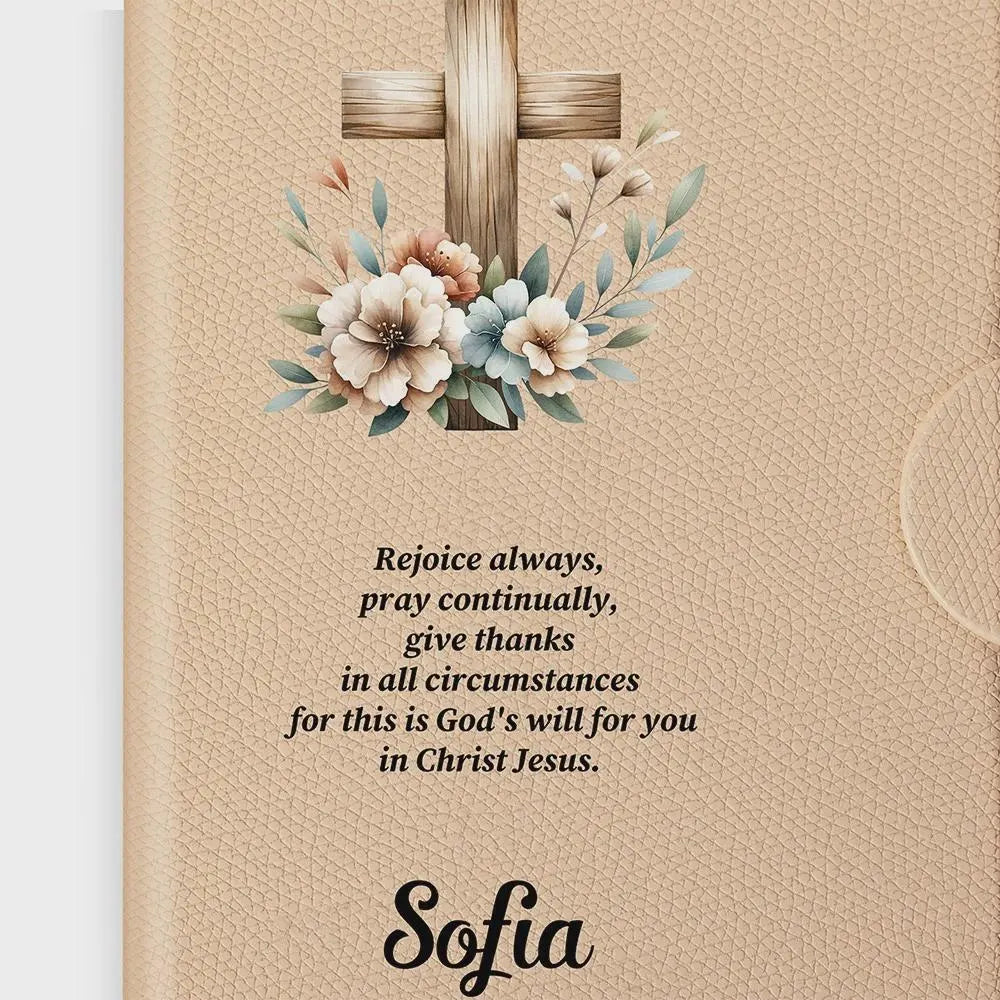 Personalized Name Cross Pattern Journal with Flowers