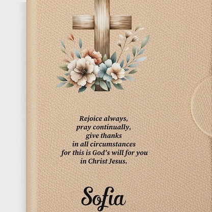 Personalized Name Cross Pattern Journal with Flowers