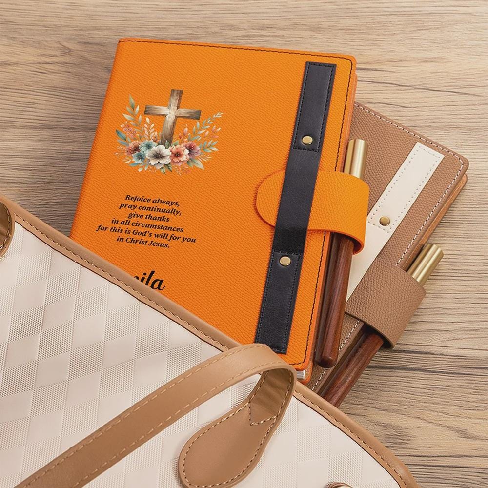 Personalized Name Cross Pattern Journal with Flowers