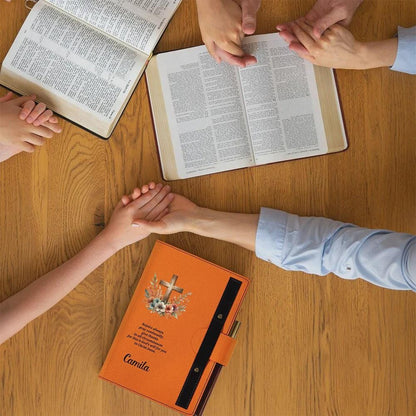 Personalized Name Cross Pattern Journal with Flowers