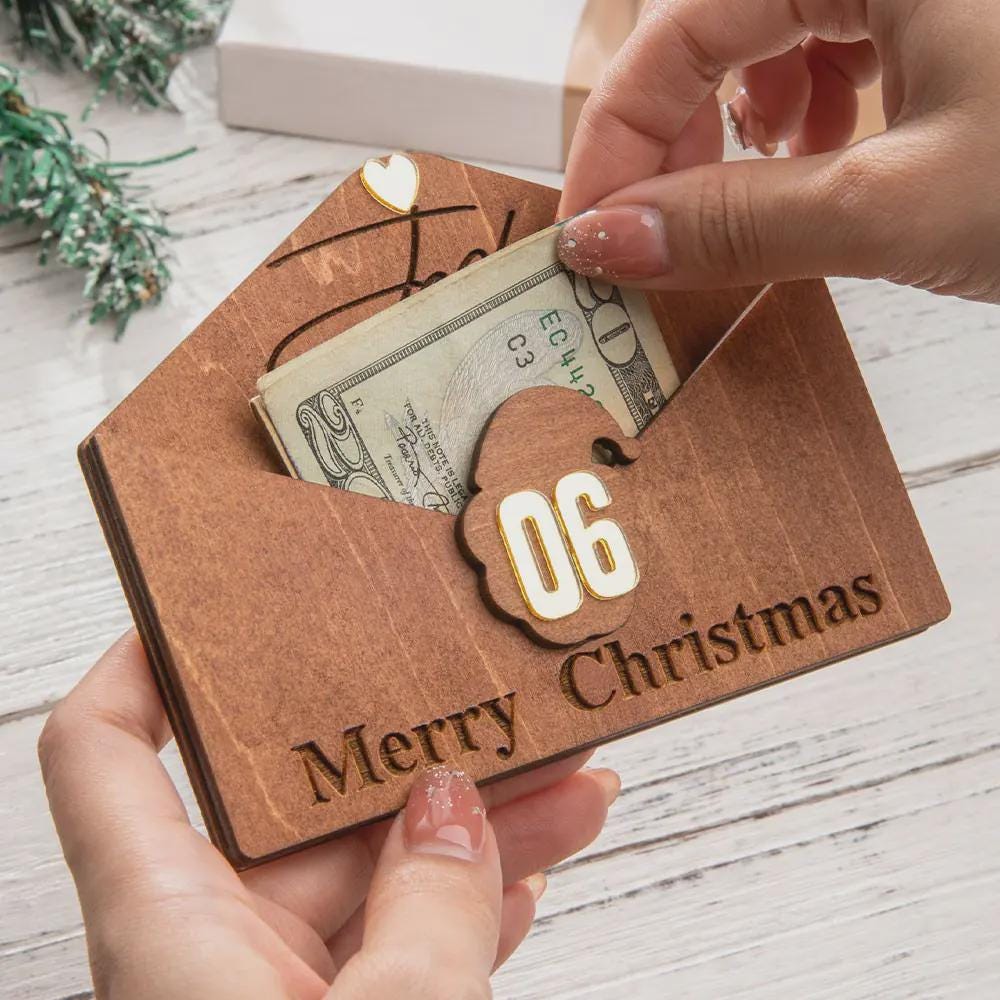 Personalized Wooden Money Holder Envelope