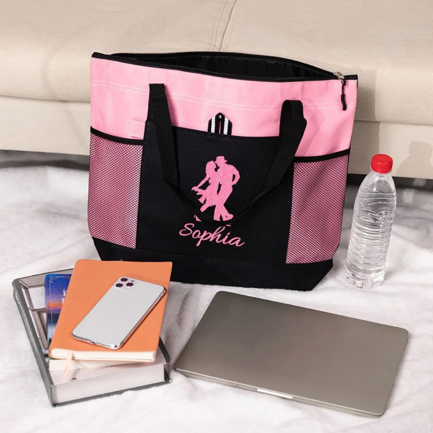 Personalized Name Glitter Ballroom Dancing Tote Bag