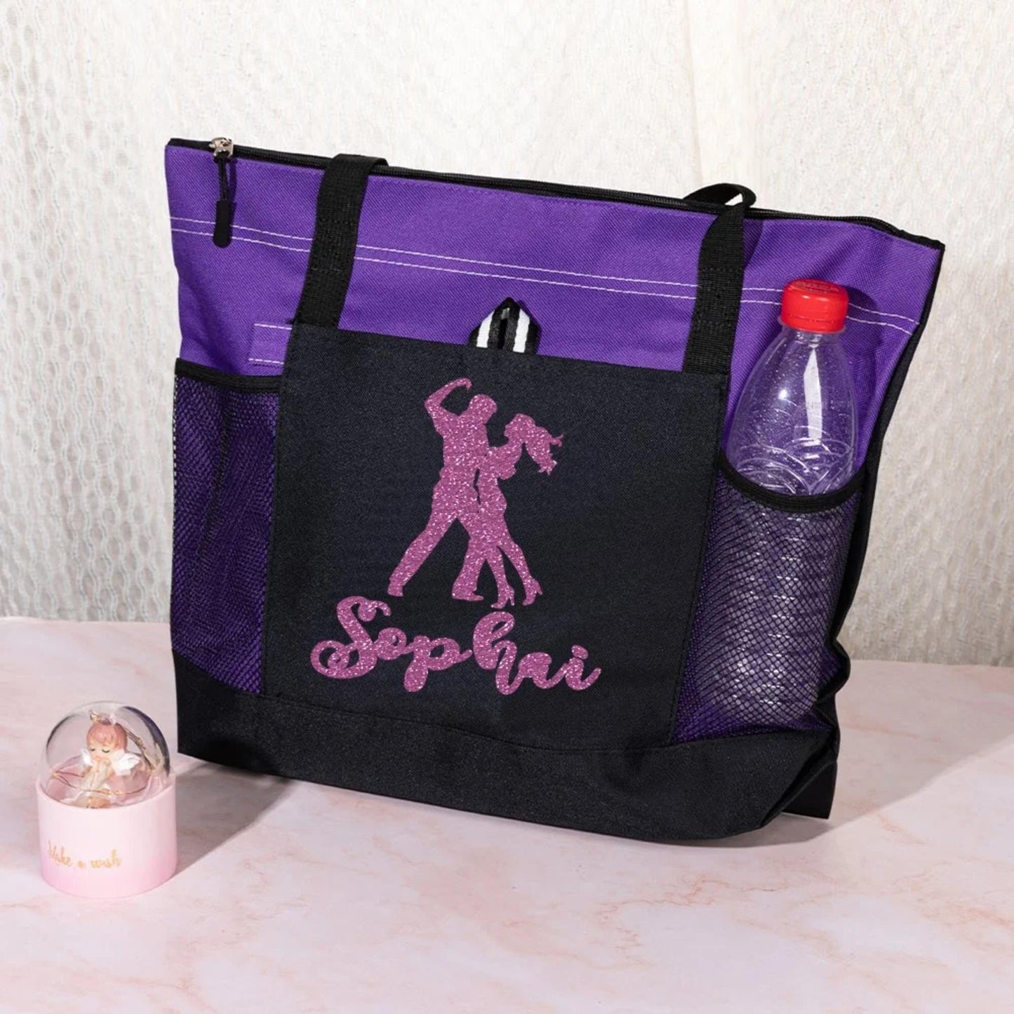 Personalized Name Glitter Ballroom Dancing Tote Bag