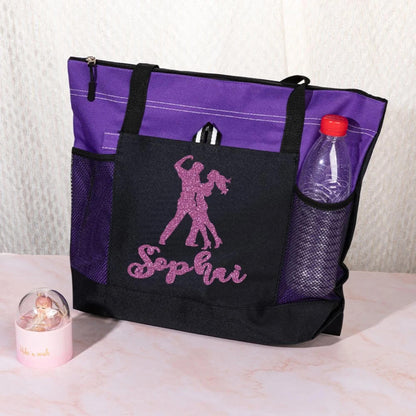 Personalized Name Glitter Ballroom Dancing Tote Bag