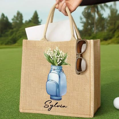 Custom Name Birth Flower Golf Bag Tote