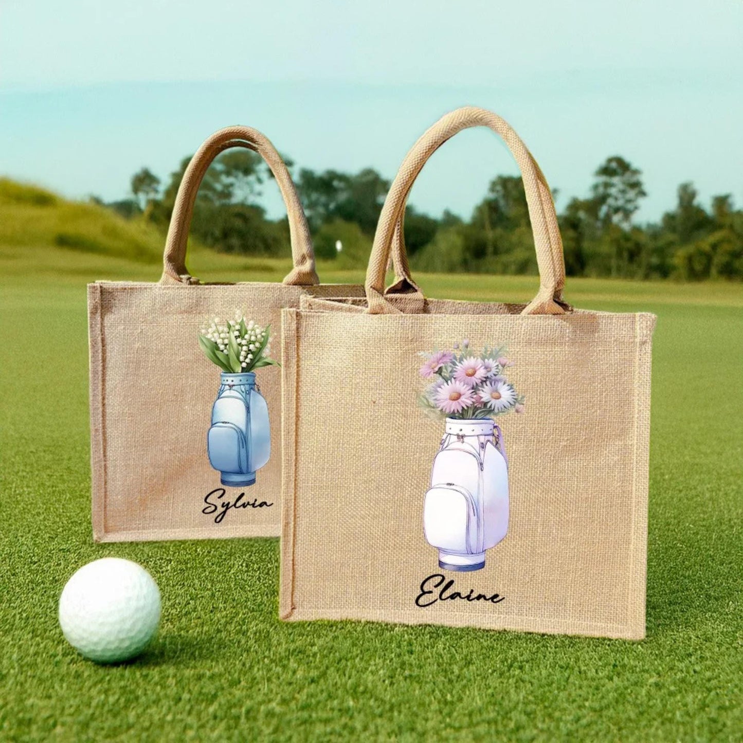 Custom Name Birth Flower Golf Bag Tote